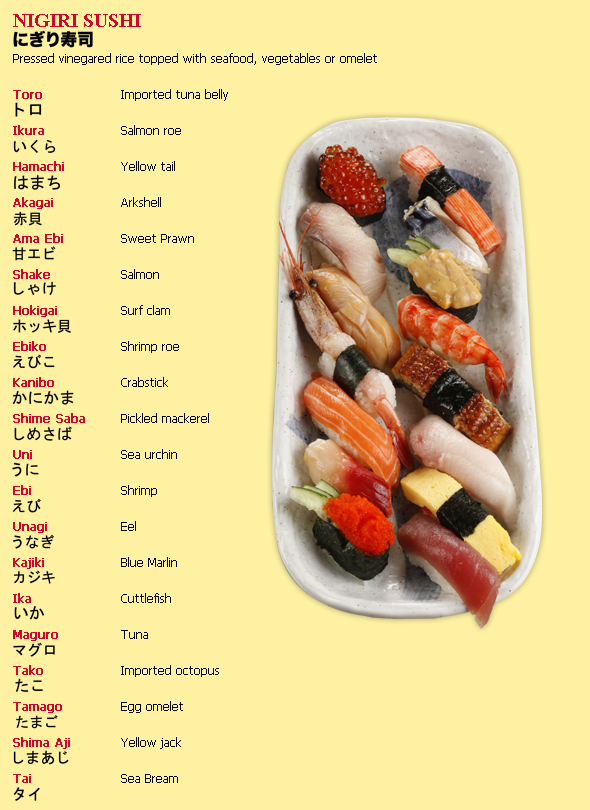 sushi menu